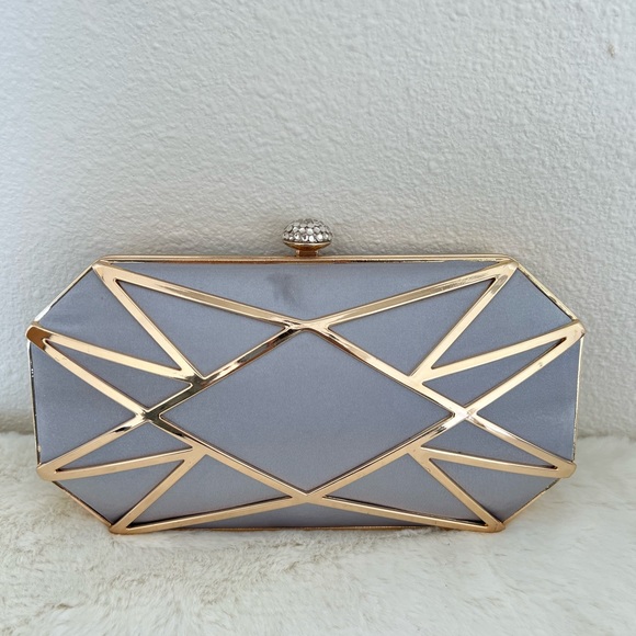 Inc International Concepts Alea Geometric Clutch Silver Gold Crossbody - Picture 3 of 8
